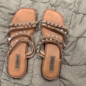 Steve Madden Tan Sandals with Silver Studs